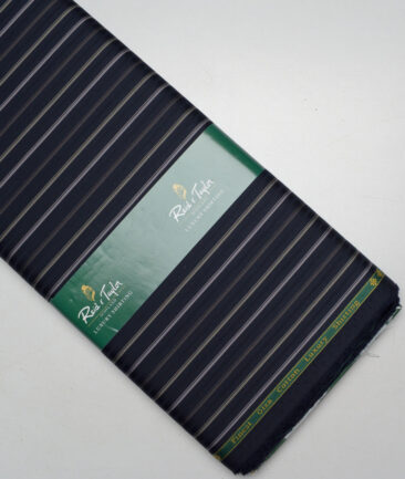 Reid & Taylor  Giza Cotton Striped Shirting Fabric (Dark Navy Blue)