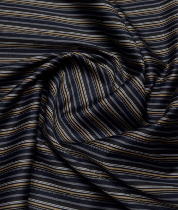 Reid & Taylor  Giza Cotton Striped Shirting Fabric (Dark Royal Blue)