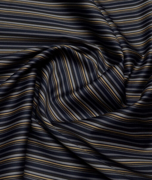 Reid & Taylor  Giza Cotton Striped Shirting Fabric (Dark Royal Blue)