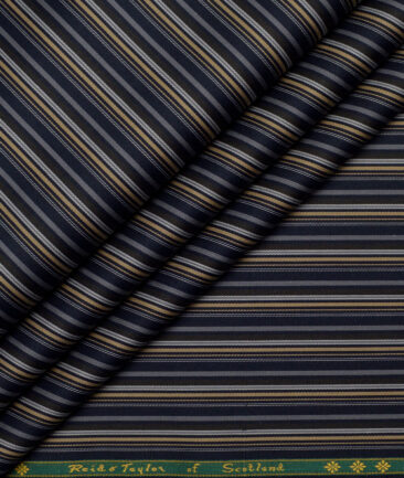 Reid & Taylor  Giza Cotton Striped Shirting Fabric (Dark Royal Blue)
