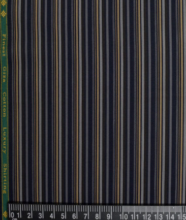 Reid & Taylor  Giza Cotton Striped Shirting Fabric (Dark Royal Blue)