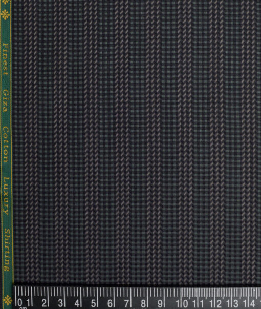 Reid & Taylor  Giza Cotton Striped Shirting Fabric (Green)