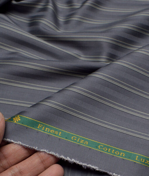 Reid & Taylor  Giza Cotton Striped Shirting Fabric (Grey)