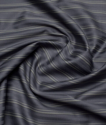 Reid & Taylor  Giza Cotton Striped Shirting Fabric (Grey)