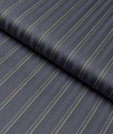 Reid & Taylor  Giza Cotton Striped Shirting Fabric (Grey)