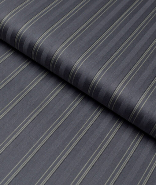 Reid & Taylor  Giza Cotton Striped Shirting Fabric (Grey)