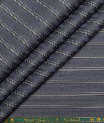 Reid & Taylor  Giza Cotton Striped Shirting Fabric (Grey)