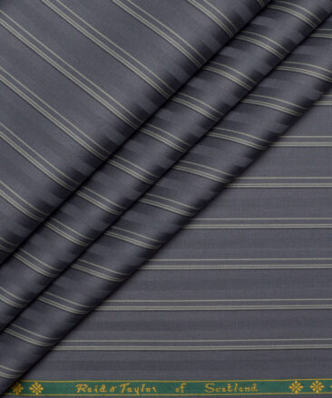 Reid & Taylor  Giza Cotton Striped Shirting Fabric (Grey)