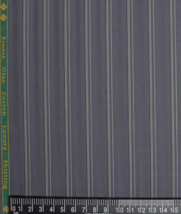 Reid & Taylor  Giza Cotton Striped Shirting Fabric (Grey)