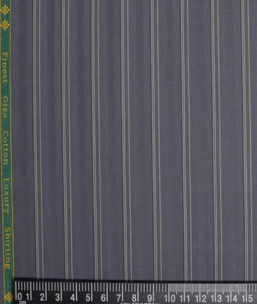 Reid & Taylor  Giza Cotton Striped Shirting Fabric (Grey)