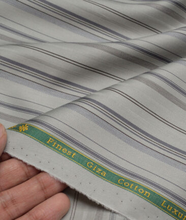 Reid & Taylor  Giza Cotton Striped Shirting Fabric (Light Pista Green)