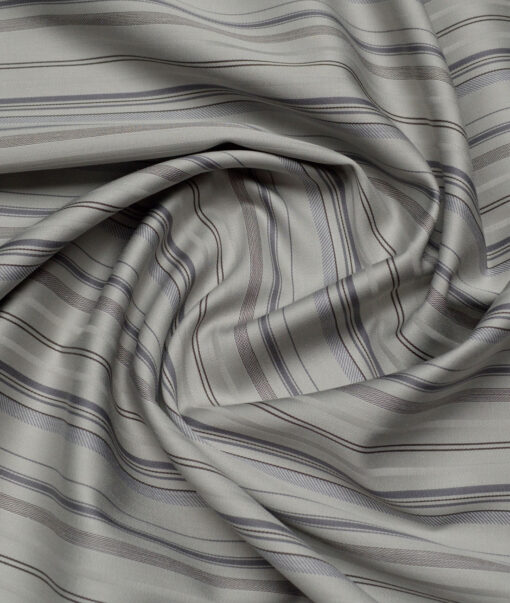 Reid & Taylor  Giza Cotton Striped Shirting Fabric (Light Pista Green)