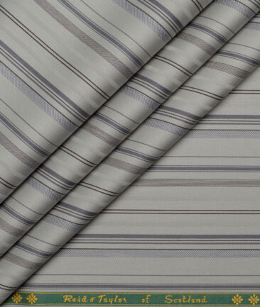 Reid & Taylor  Giza Cotton Striped Shirting Fabric (Light Pista Green)