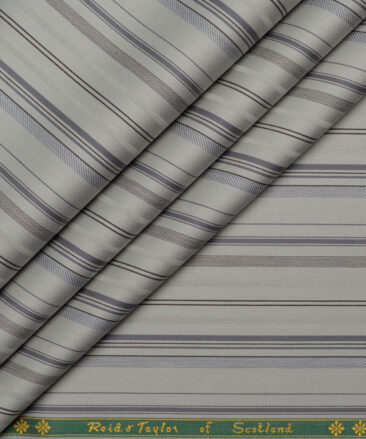Reid & Taylor  Giza Cotton Striped Shirting Fabric (Light Pista Green)