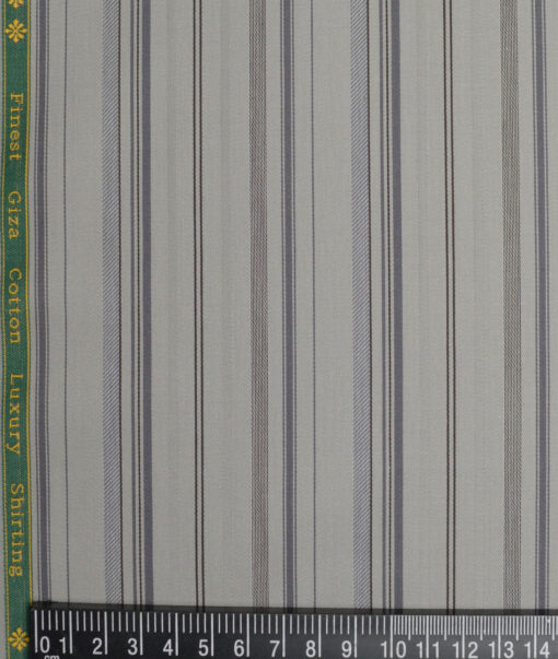 Reid & Taylor  Giza Cotton Striped Shirting Fabric (Light Pista Green)
