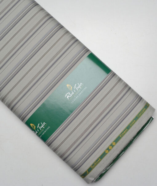 Reid & Taylor  Giza Cotton Striped Shirting Fabric (Light Pista Green)
