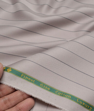 Reid & Taylor  Giza Cotton Striped Shirting Fabric (Light Brown)
