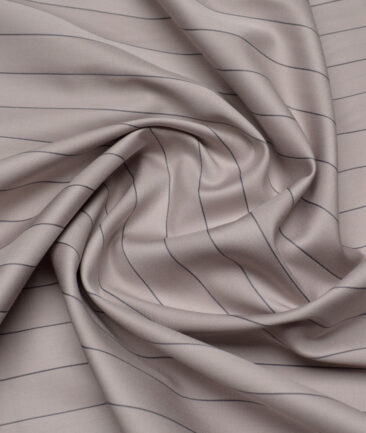 Reid & Taylor  Giza Cotton Striped Shirting Fabric (Light Brown)