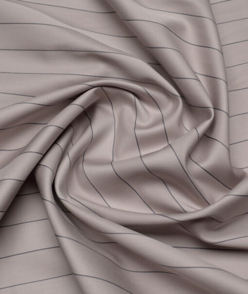 Reid & Taylor  Giza Cotton Striped Shirting Fabric (Light Brown)