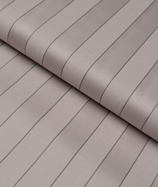 Reid & Taylor  Giza Cotton Striped Shirting Fabric (Light Brown)