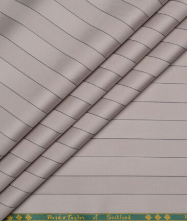 Reid & Taylor  Giza Cotton Striped Shirting Fabric (Light Brown)
