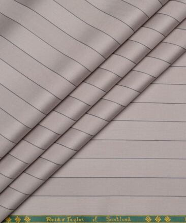 Reid & Taylor  Giza Cotton Striped Shirting Fabric (Light Brown)