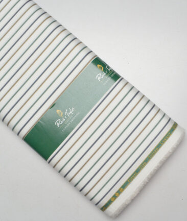 Reid & Taylor  Giza Cotton Striped Shirting Fabric (White & Multi)