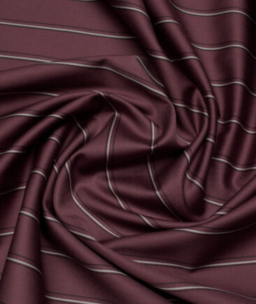 Reid & Taylor  Giza Cotton Striped Shirting Fabric (Wine)
