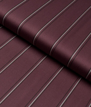 Reid & Taylor  Giza Cotton Striped Shirting Fabric (Wine)