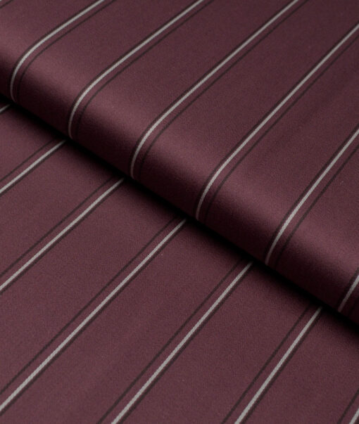 Reid & Taylor  Giza Cotton Striped Shirting Fabric (Wine)