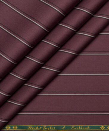 Reid & Taylor  Giza Cotton Striped Shirting Fabric (Wine)