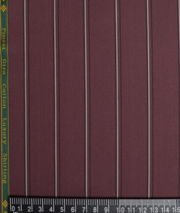 Reid & Taylor  Giza Cotton Striped Shirting Fabric (Wine)