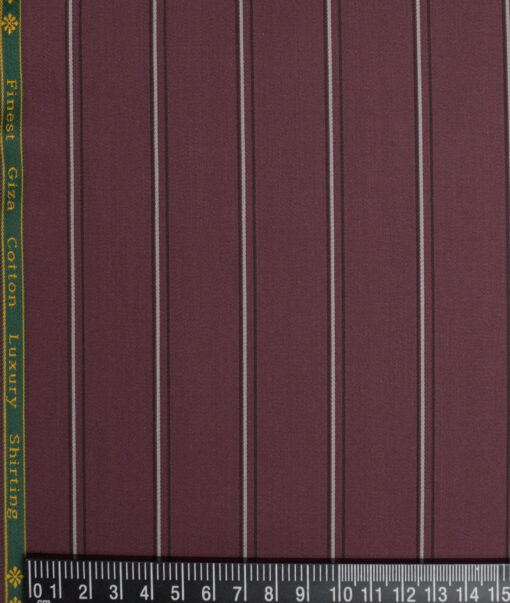 Reid & Taylor  Giza Cotton Striped Shirting Fabric (Wine)