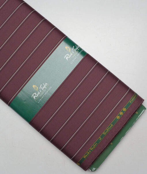 Reid & Taylor  Giza Cotton Striped Shirting Fabric (Wine)