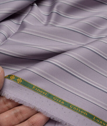 Reid & Taylor  Giza Cotton Striped Shirting Fabric (Light Purple)