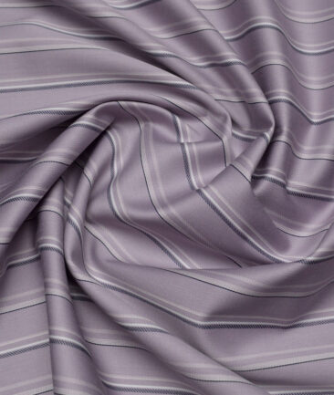 Reid & Taylor  Giza Cotton Striped Shirting Fabric (Light Purple)