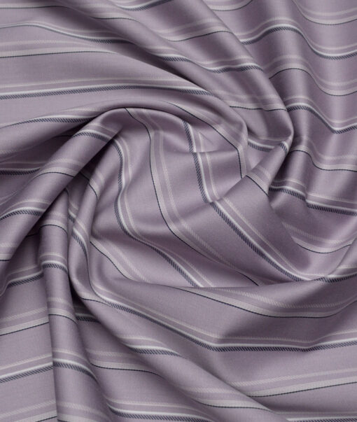 Reid & Taylor  Giza Cotton Striped Shirting Fabric (Light Purple)