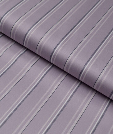 Reid & Taylor  Giza Cotton Striped Shirting Fabric (Light Purple)