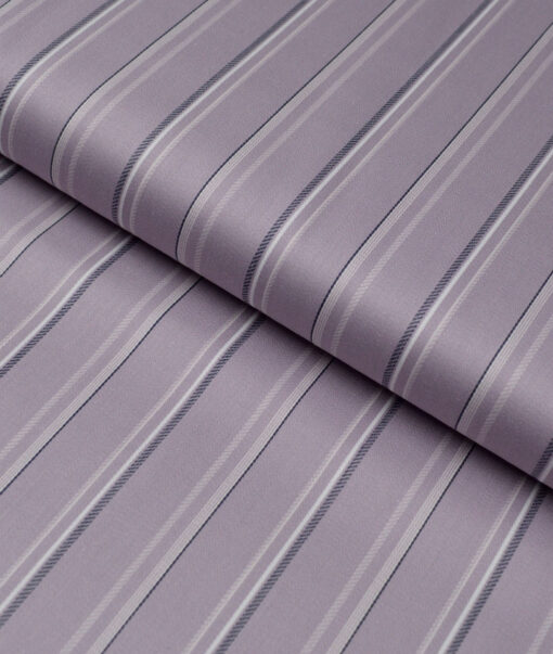 Reid & Taylor  Giza Cotton Striped Shirting Fabric (Light Purple)