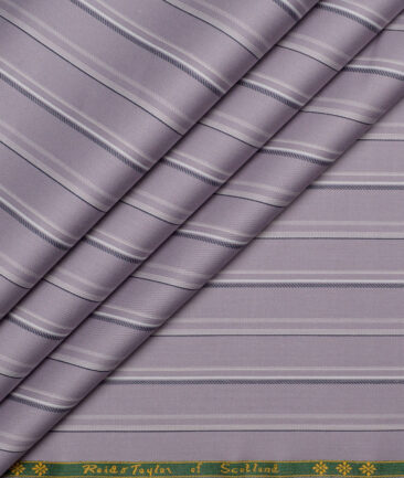 Reid & Taylor  Giza Cotton Striped Shirting Fabric (Light Purple)