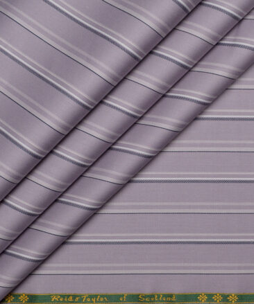 Reid & Taylor  Giza Cotton Striped Shirting Fabric (Light Purple)