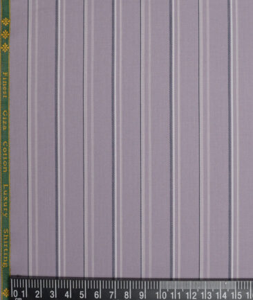 Reid & Taylor  Giza Cotton Striped Shirting Fabric (Light Purple)