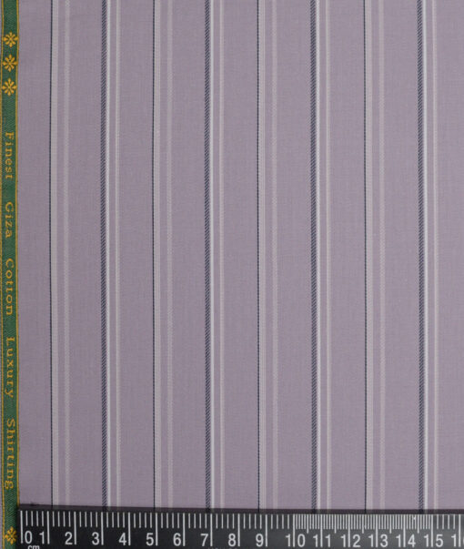 Reid & Taylor  Giza Cotton Striped Shirting Fabric (Light Purple)