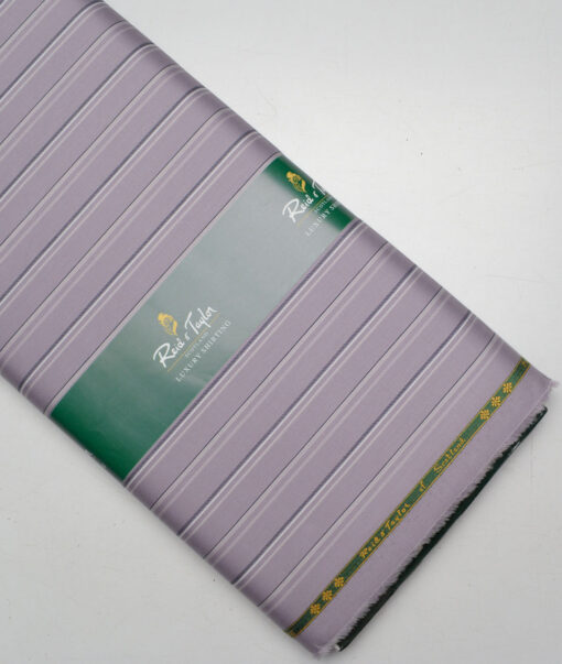 Reid & Taylor  Giza Cotton Striped Shirting Fabric (Light Purple)