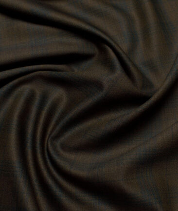 Simone Federico & Figli Italy Super 110's Checks 20% Merino Wool Suiting Fabric (Brown)