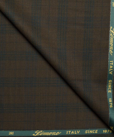 Simone Federico & Figli Italy Super 110's Checks 20% Merino Wool Suiting Fabric (Brown)