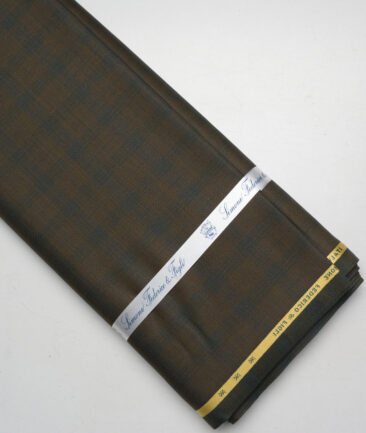Simone Federico & Figli Italy Super 110's Checks 20% Merino Wool Suiting Fabric (Brown)