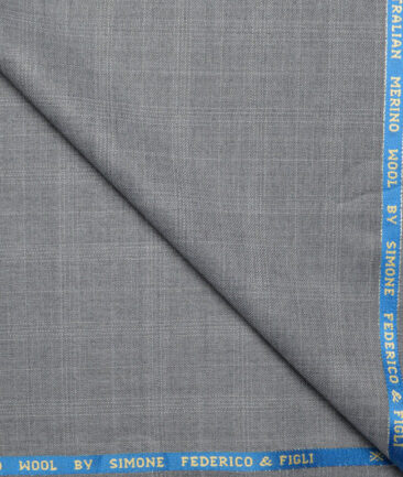 Simone Federico & Figli Italy Super 110's Checks 20% Merino Wool Suiting Fabric (Light Grey)