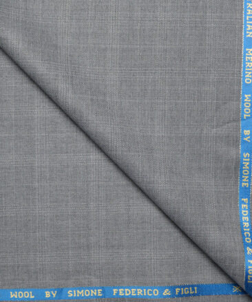 Simone Federico & Figli Italy Super 110's Checks 20% Merino Wool Suiting Fabric (Light Grey)