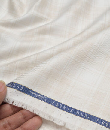 Vercelli Italy 2 Ply 100's Supima Cotton Checks Shirting Fabric (White)